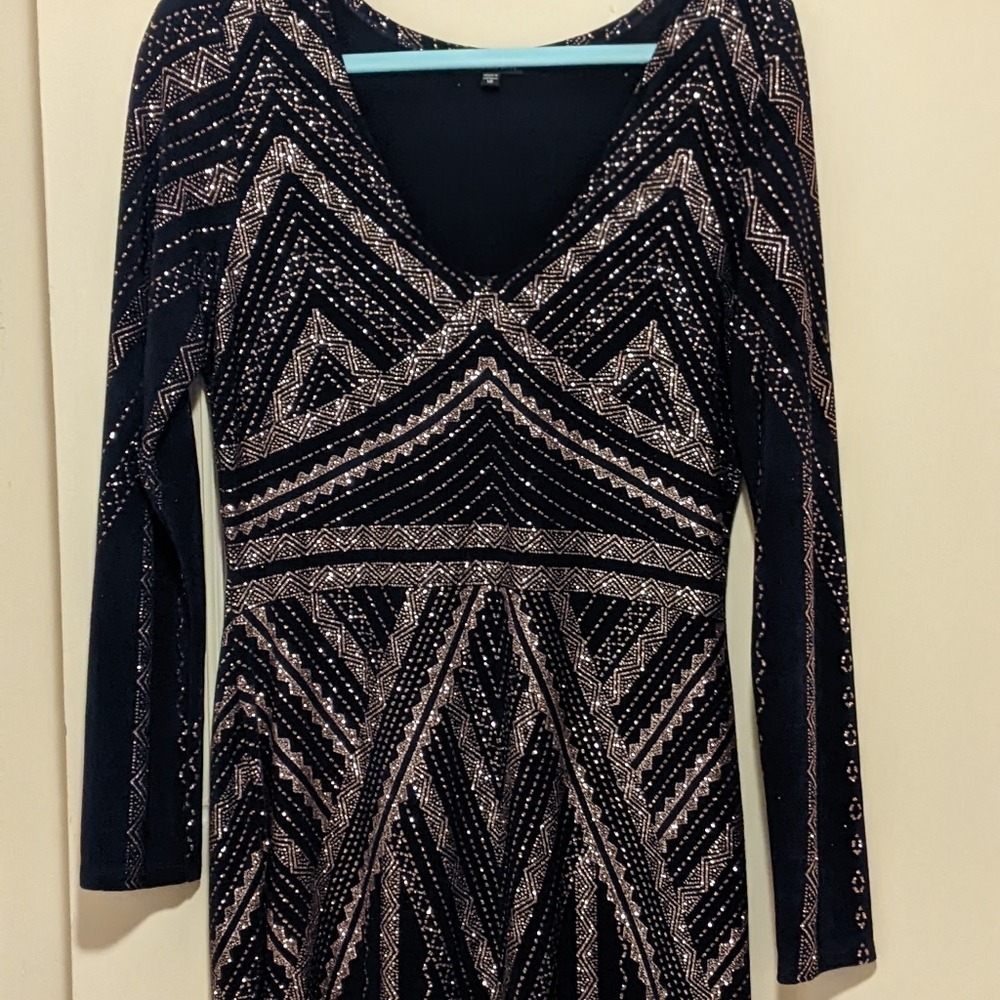 Navy and rose gold maxi dress size 10